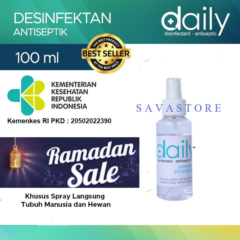 DESINFEKTAN REGULER DAILY ANTISEPTIC SPRAY DISINFEKTAN 100ML DAN AMAN UNTUK KULIT [TERLARIS]