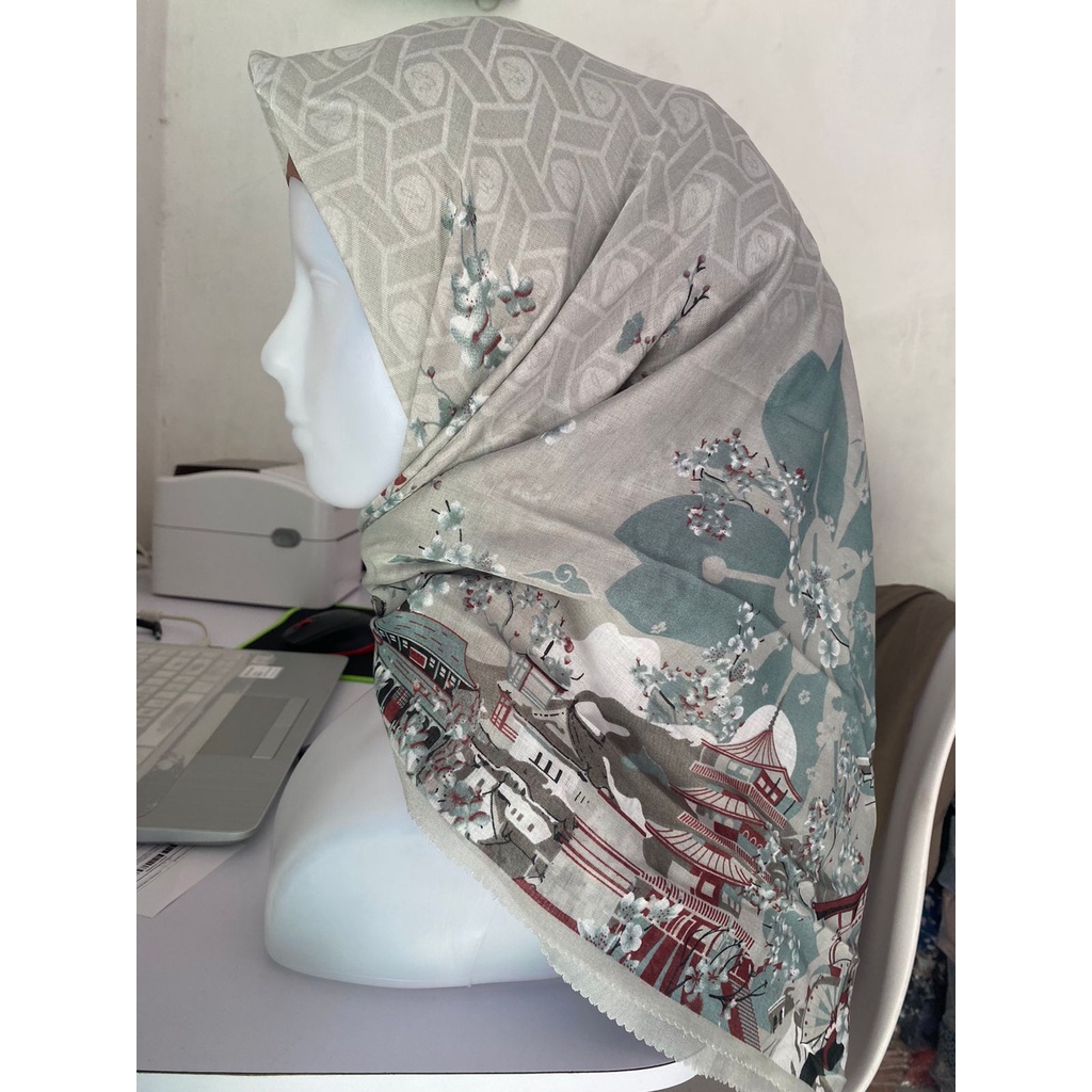 TERBARU HIJAB VOAL MOTIF BUNGA SAKURA SERIES / KERUDUNG SEGI EMPAT DEENAY // KERUDUNG DEENAY // KERU