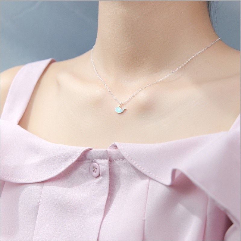 Korean Temperament Personality Cute Blue Wild Little Whale Set Necklace Bracelet Ring Earrings