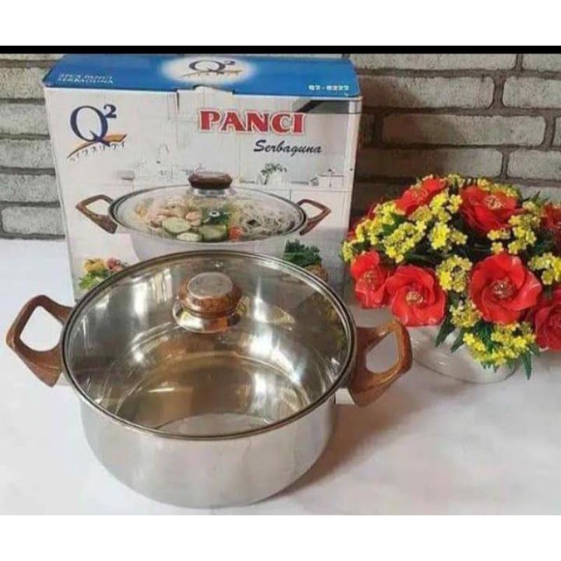 panci kuah enamel warna gsf 4124 24cm panci kuah enamel tutup kaca anti lengket