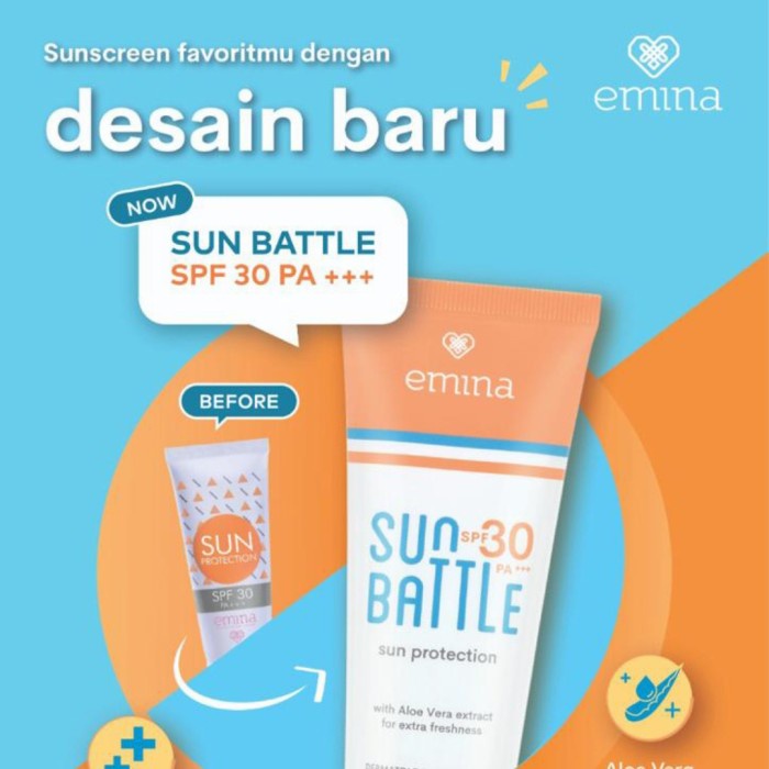 *galerybeautysemarang* EMINA Sun Battle Protection SPF 30 60ML