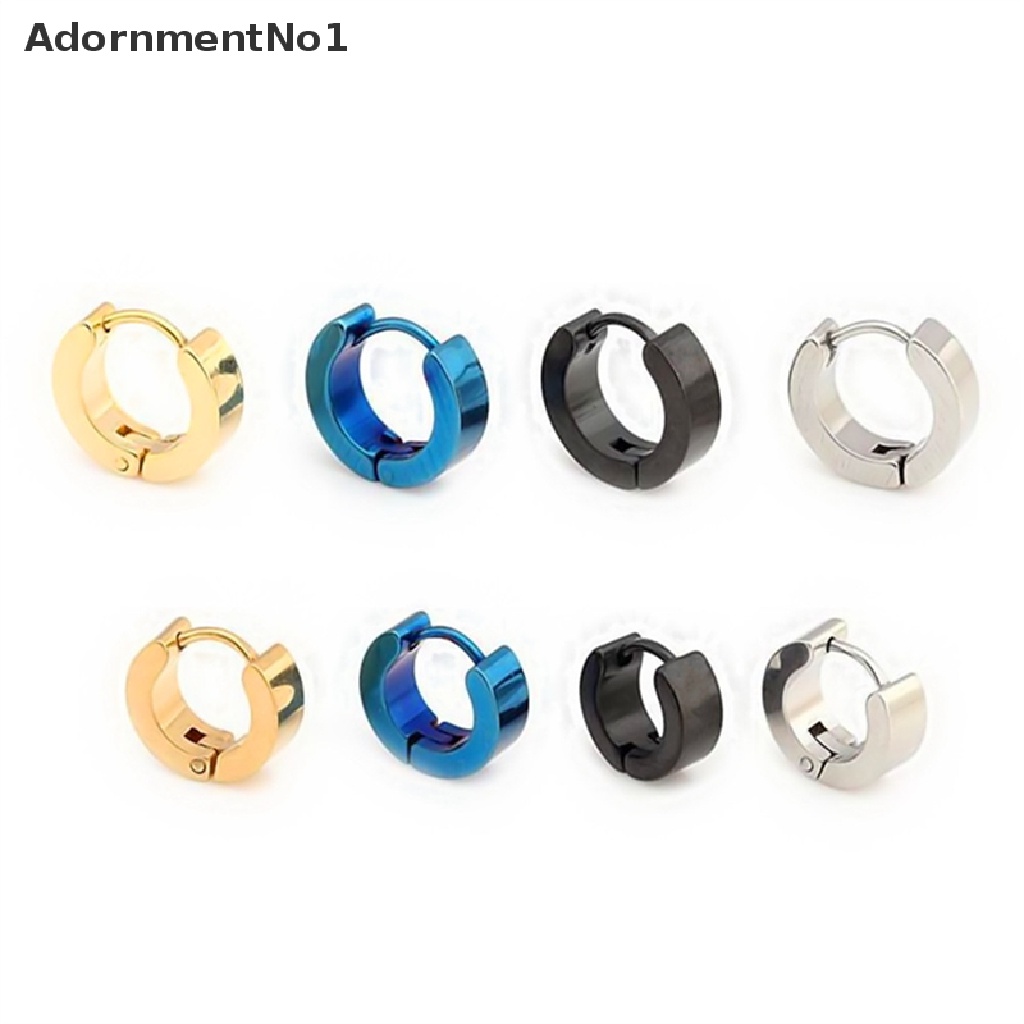 (AdornmentNo1) 1 Pasang Anting Bulat Bahan Stainless Steel Gaya PUNK Untuk Pria / Wanita