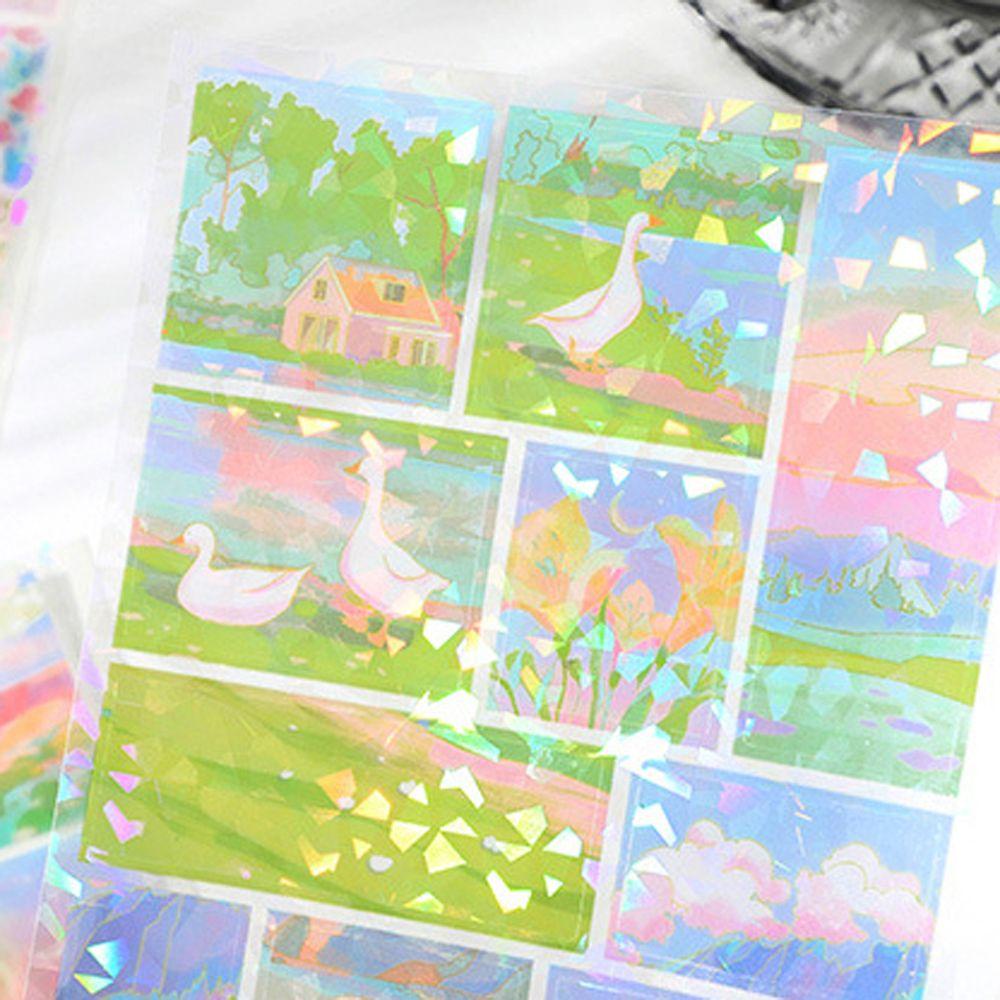 Mxbeauty Forest Stationery Stiker Shiny Ins Sky Green Field Scrapbooking Jurnal Perlengkapan Sekolah