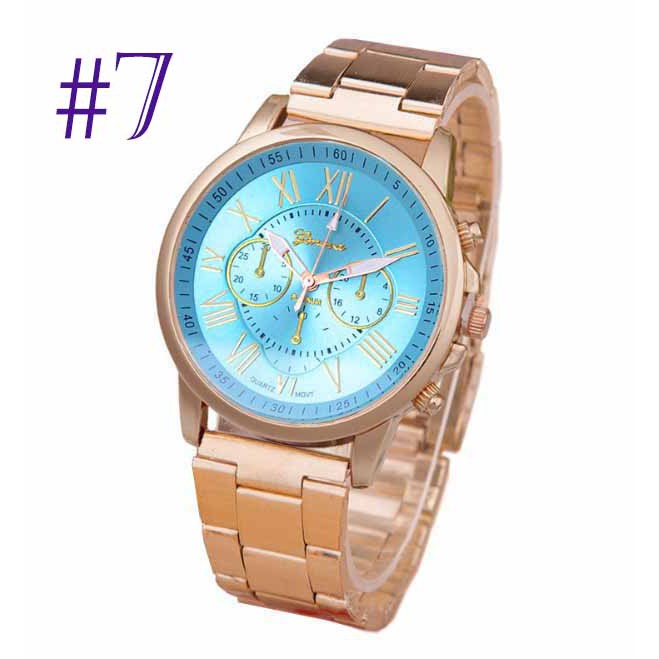 Jam Tangan Geneva ROMAWI RAINBOW Korean Style Faux Leather Wanita Cewe Watch Women Fashion Watch