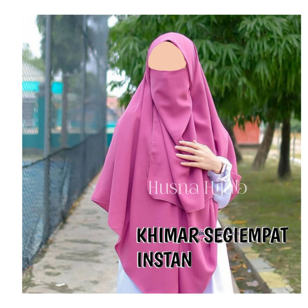 [BRAND HUSNA HIJAB] Khimar Segi Empat INSTAN / Khimar Tinggal Slup Tanpa Jarum / Kerudung Instan