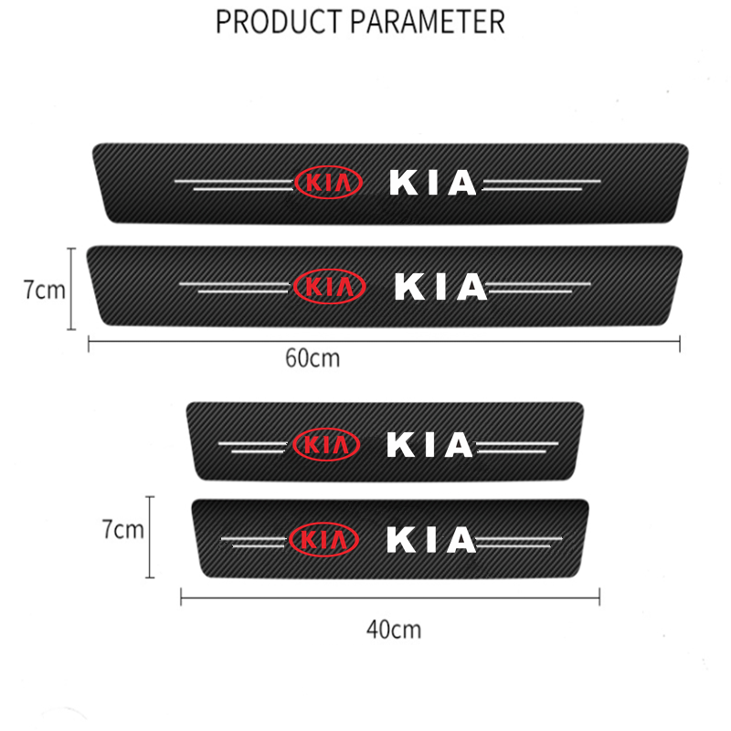 4pcs Stiker Pelindung Pintu Mobil Bahan Carbon Fiber Untuk Kia