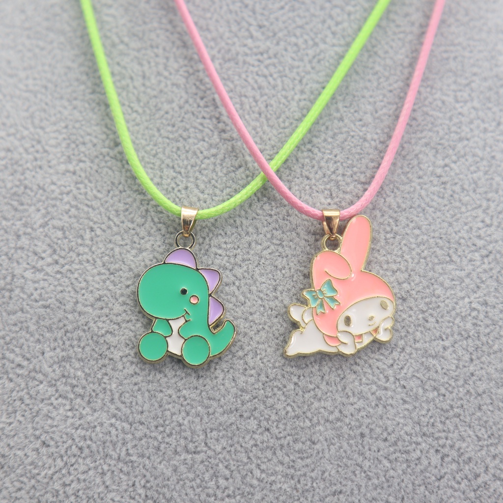Set 2pcs Kalung Rantai Liontin Kartun Hewan Warna-Warni Untuk Hadiah Ulang Tahun Wanita