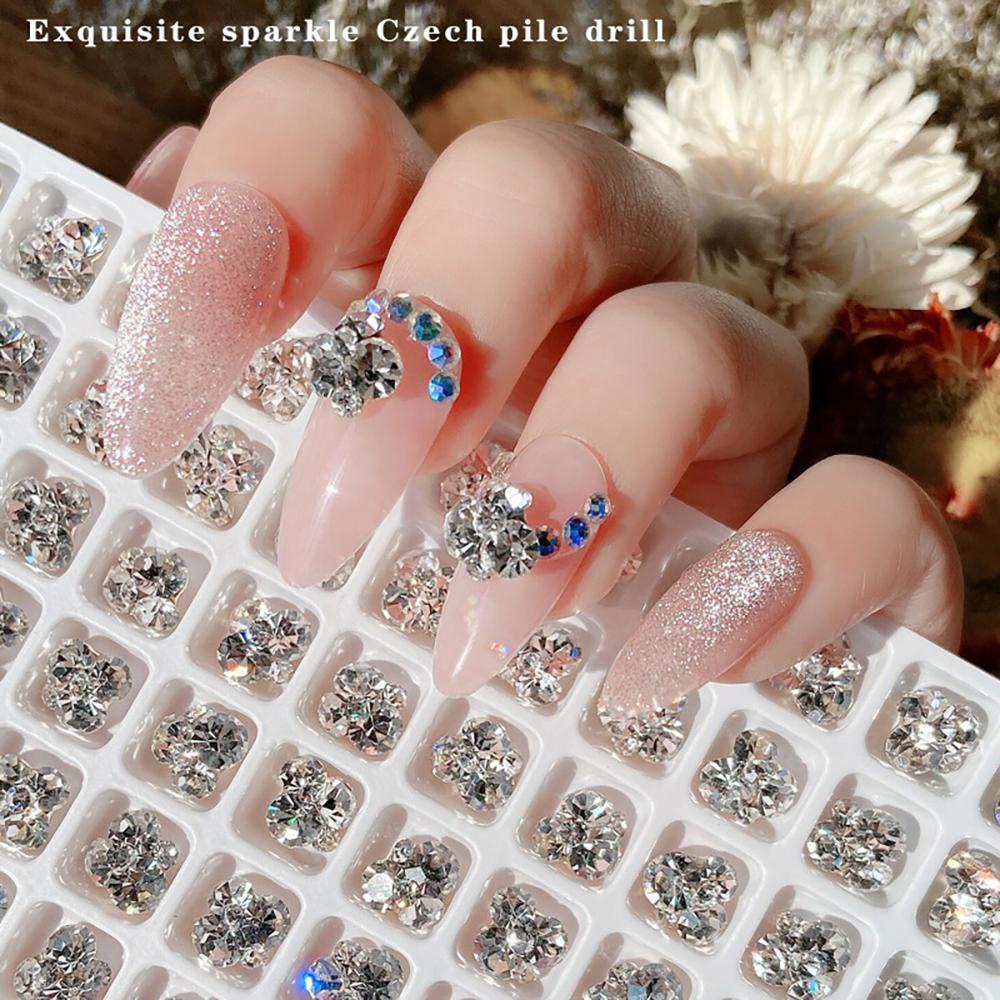 Needway  Kuku Berlian Buatan DIY Kristal Berlian Ceko Tumpuk Bor Klasik Manicure Ornaments