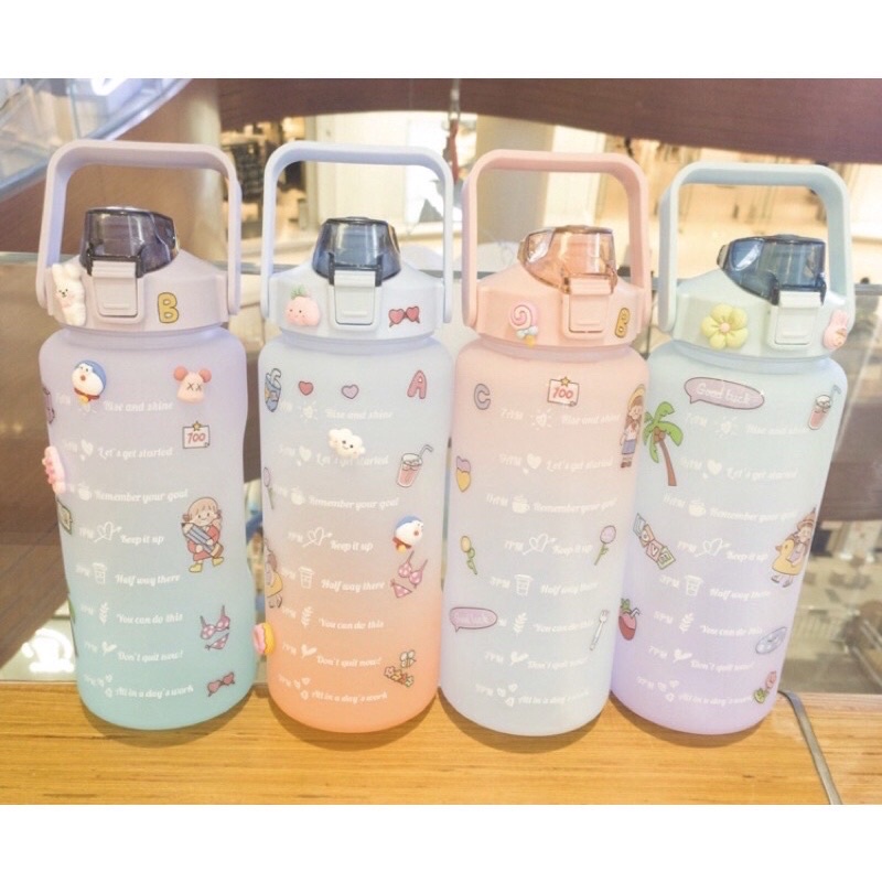 Botol Minum Botol Air Minum Viral Motivasi Penanda Waktu 2 Liter Gradient Gradasi