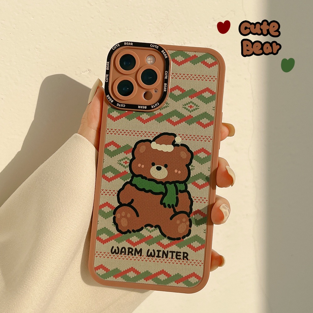 Soft Case Silikon Motif Kartun Beruang Natal Untuk Iphone 7 8 PLUS X XR XS 11 12 13 MINI PRO MAX SE 2020