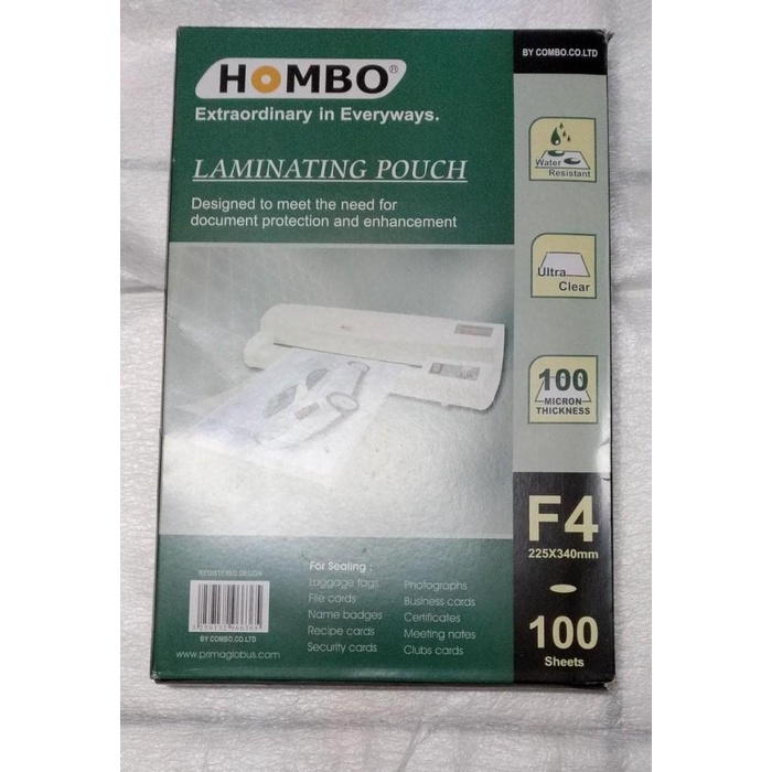 

Laminating Pouch Film Ukuran F4 Merk Hombo