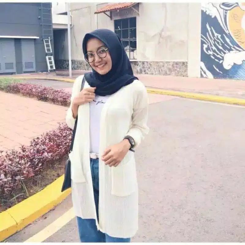 Belle Cardigan Rajut/ LONG CARDY/BELLE OVERSIZE-Putih
