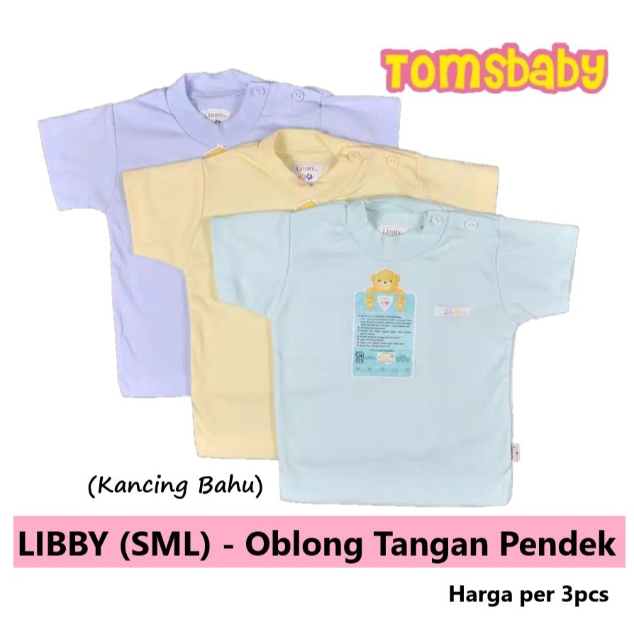 LIBBY 3pcs Baju Oblong Tangan Pendek WARNA Polos (SML)