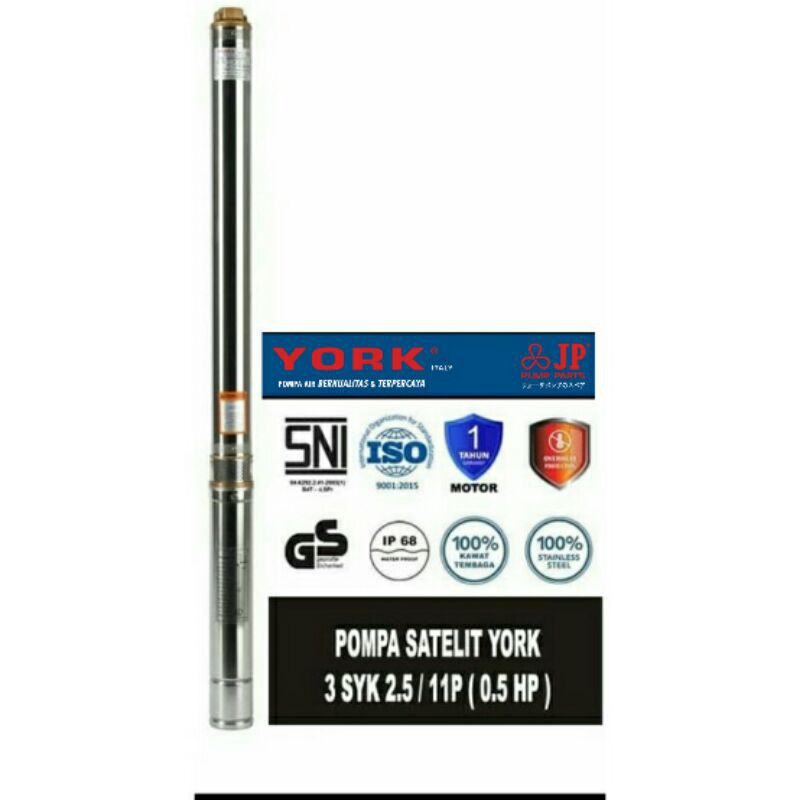 pompa air Submersible York 0.5 HP casing 3 inchi