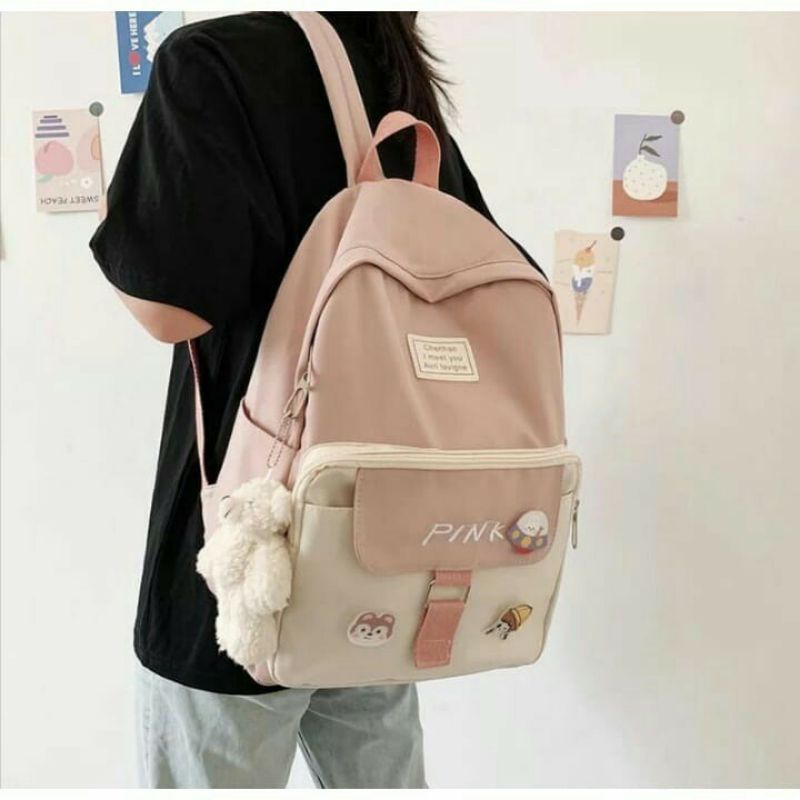 Tas Ransel Wanita Fashion KIMCHI Tas Anak Lucu Sekolah Bisa Bayar Di Tempat COD