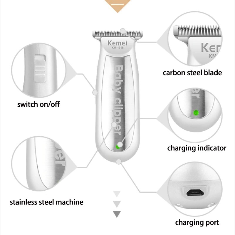 Kemei KM 1318 / KM 1319 Alat Cukur Rambut Bayi Elektrik Baby Shaver Trimmer