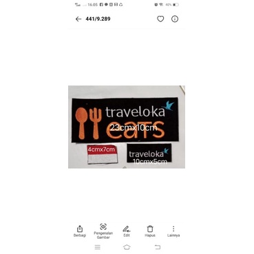logo bordir eats TRAVELOKA tgl jahit 1 set 3mcm seperti foto
