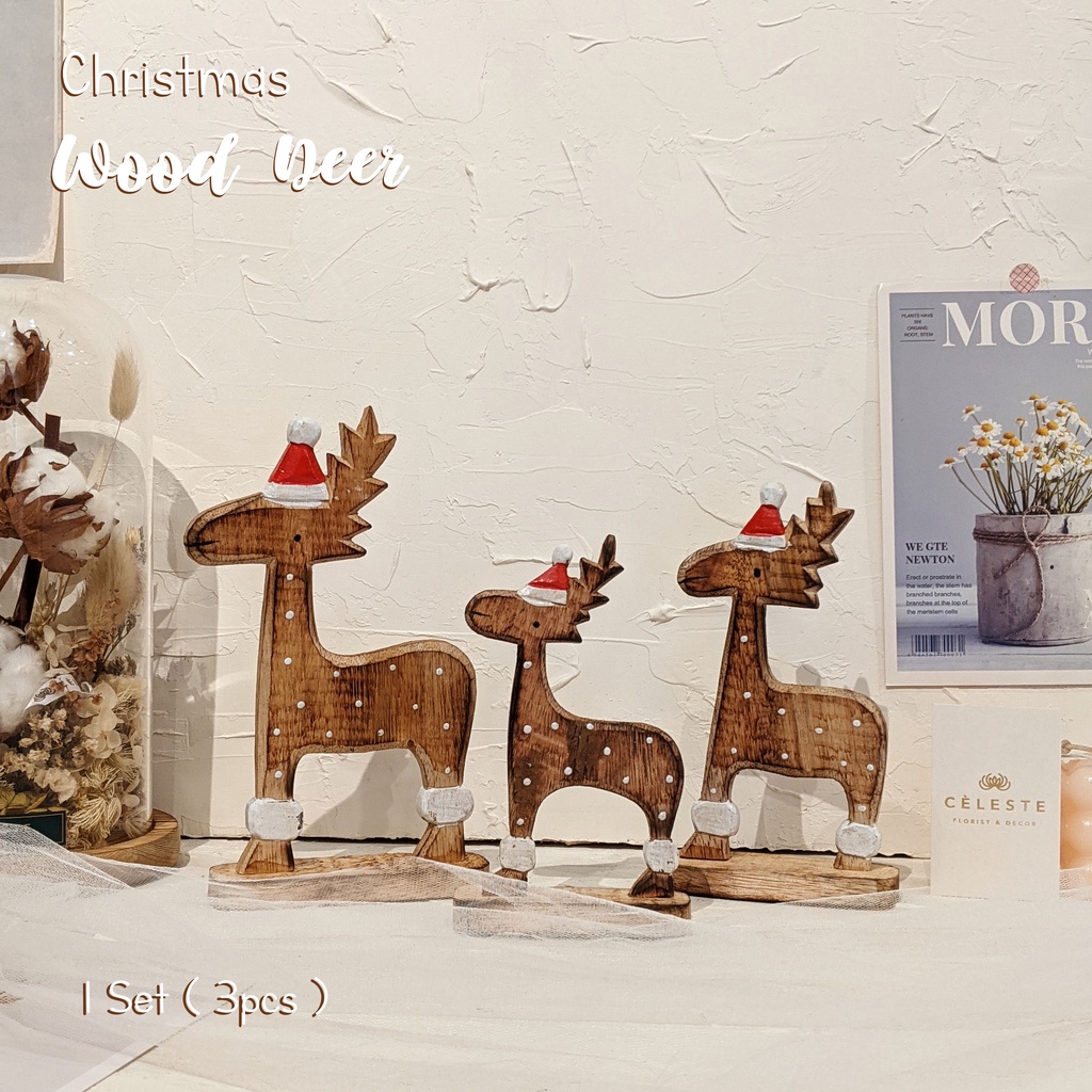 Rusa Natal Vintage | Pajangan Rusa Kayu | Dekorasi Natal Nuansa Vintage