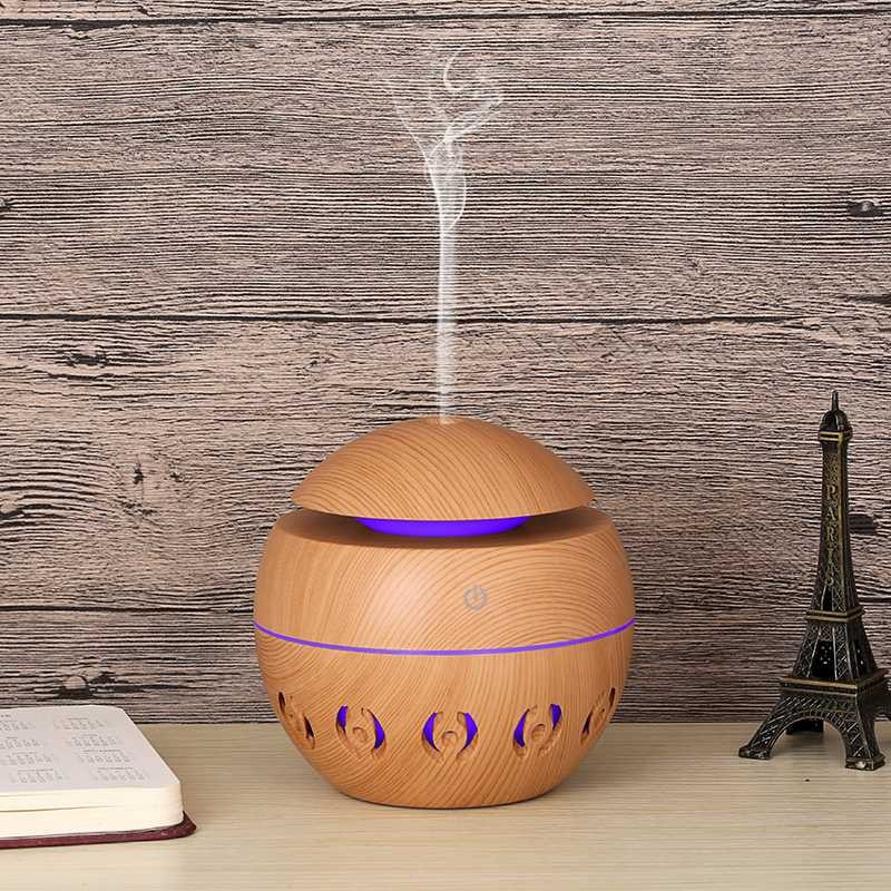 Ultrasonic Humidifier Aroma Essential Oil Wood 130ml Humidifer Aromatherapy Humi Pelembab Udara