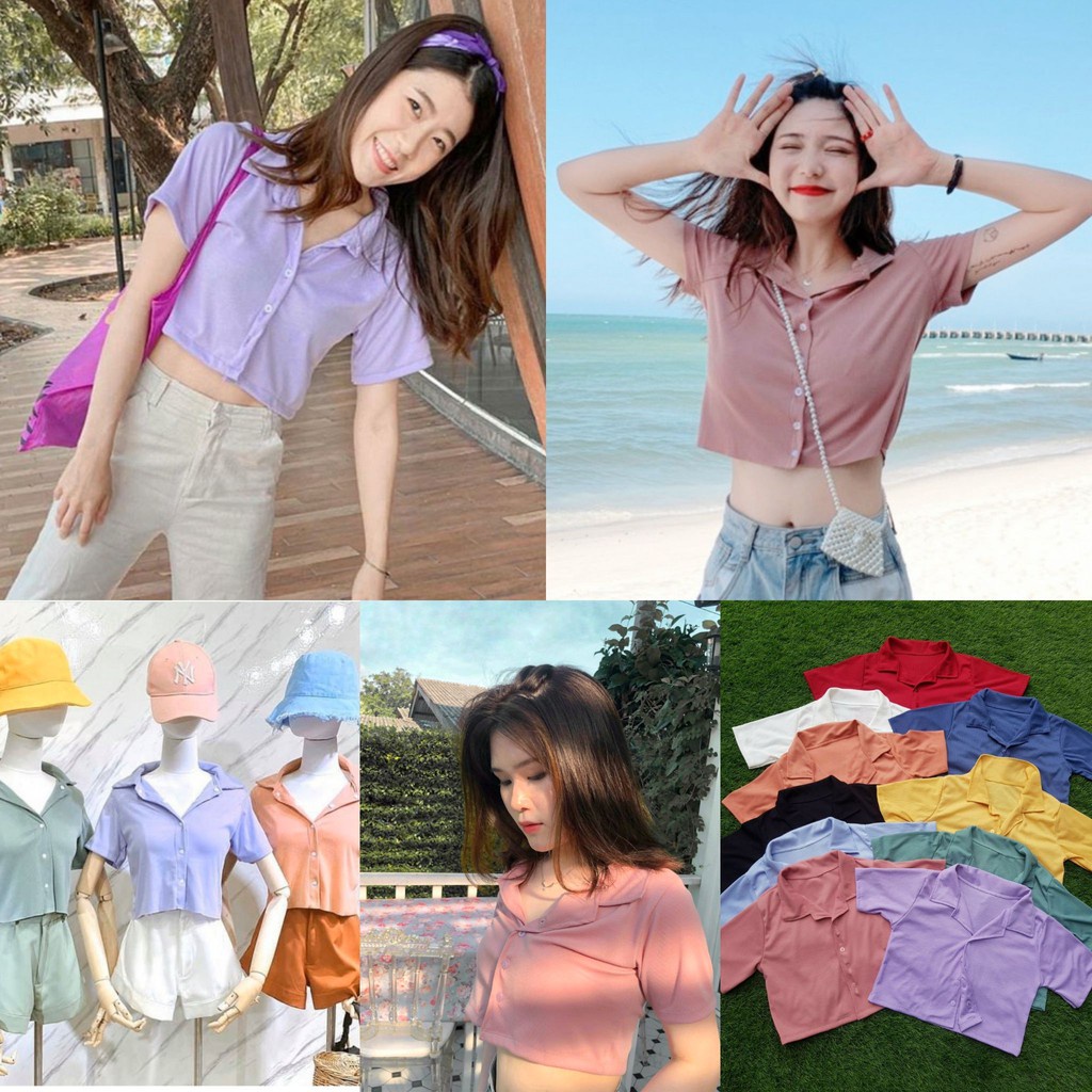 BEFAST - ZEC OOTD Wanita Atasan Crop LILYTH / Collar Crop Shirt / Atasan Wanita / Kaos Crop Kekinian