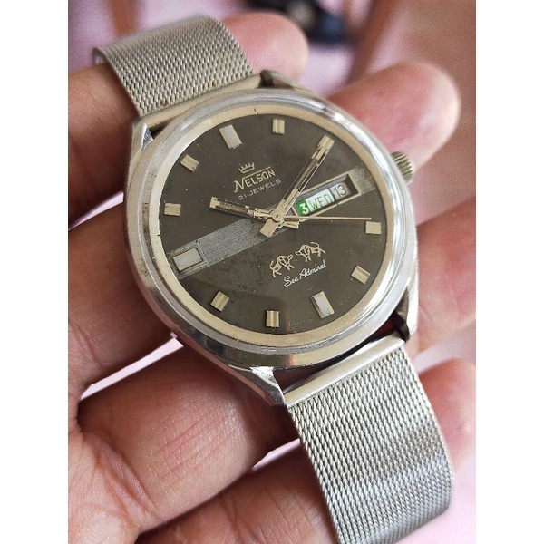 Jam Tangan Nelson Sea Admiral Double Banteng Automatic Swiss Vintage.