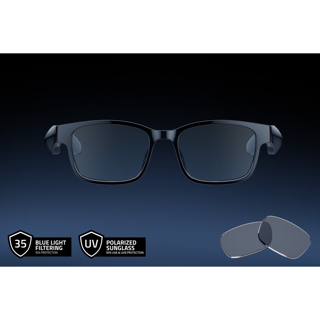 Razer Anzu Smart Glasses Blue Light and Sunglass Lens Rectangle Design