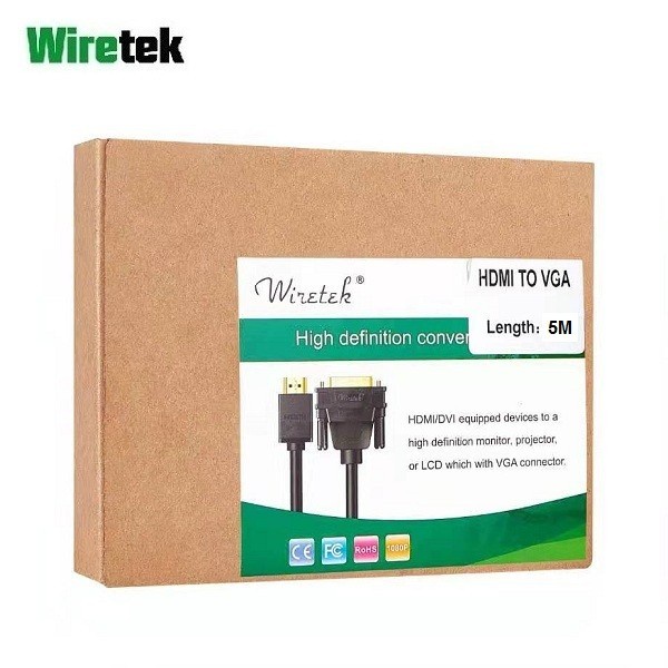 Wiretek Kabel HDMI to VGA 5meter Aktif