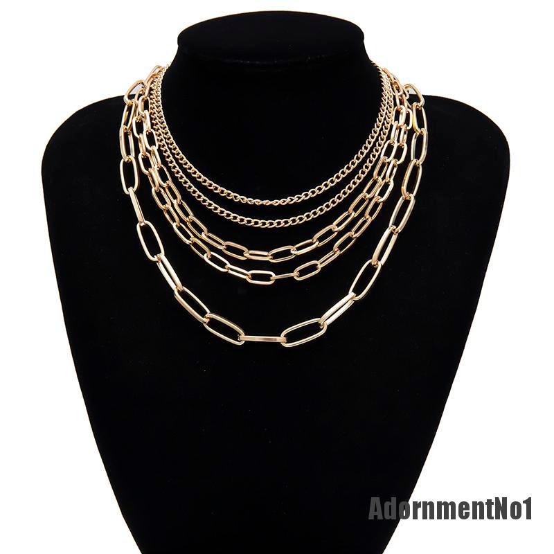 (Adornmentno1) Kalung Rantai Banyak Lapis Bahan Alloy Untuk Wanita