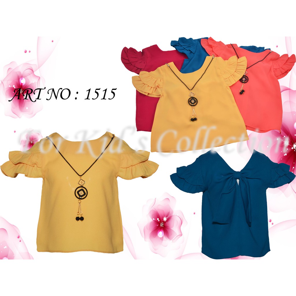 Blus Fashion Casual Anak Perempuan Trendy lengan Pendek Rempel Tingkat