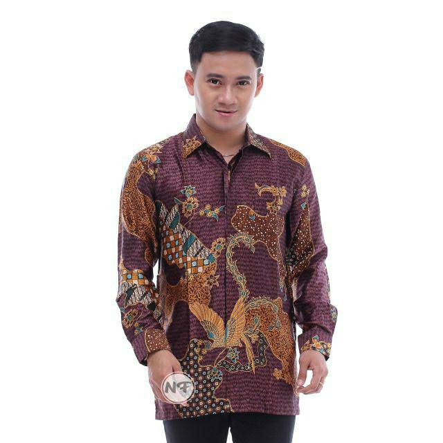 Kemeja Batik Semi Sutra Silky Premium Super Berfuring Batik Pekalongan Halus M L Xl Xxl Adem 0542988