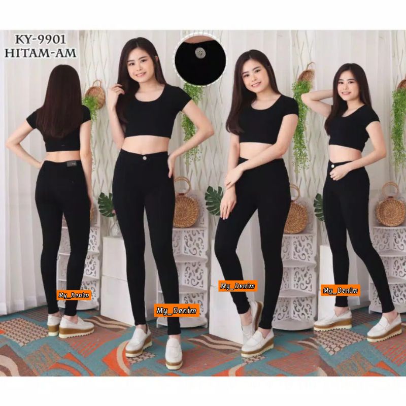 CELANA HIGHWAIST JEANS TULANG FRONT LINE WANITA