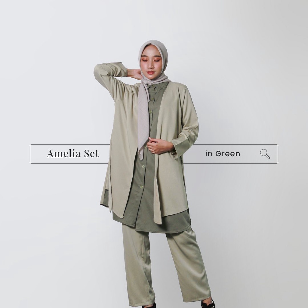 SETELAN BAJU ATASAN WANITA TUNIK CELANA PANJANG CEWEK POLOS BAJU MUSLIM AMELIA SET