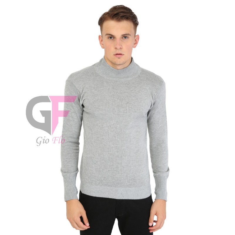 GIOFLO Luaran Baju Panjang Sweater Rajut Abu Muda / SWE 1103