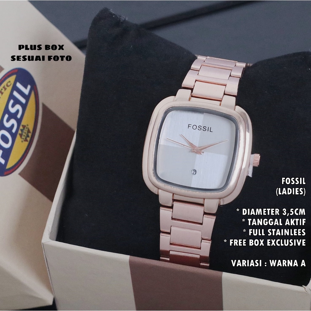 (FREE BOX) JAM TANGAN WANITA FASHION RANTAI BODY SEGI TANGGAL AKTIF