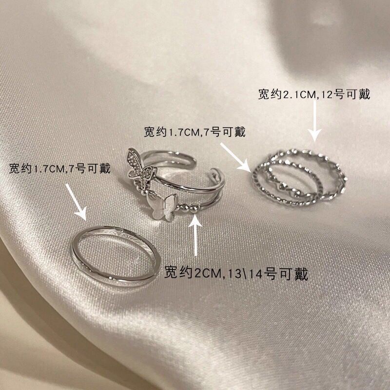 5pcs Cincin Model Terbuka adjustable Warna Silver Gaya Punk Untuk Pria / Wanita 2022