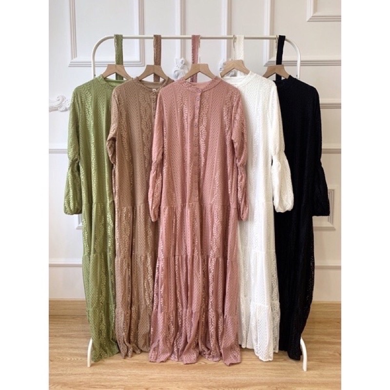 DRESS BROKAT LEBARAN ELEGAN ALIYAH | DRESS HIJAB | GAMIS PREMIUM