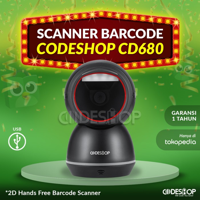 ALAT SCANNER BARCODE CODESHOP CD-680 SCANNER 2 DIMENSI - USB CD680