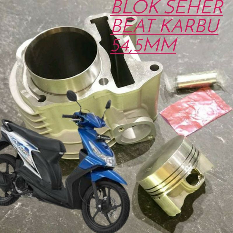 BLOK PSITON BRT BEAT KARBU 128Ccc 54,5mm  BLOK SEHER BRT BEAT KARBU 54,5MM PAKET TOURING BONUS PISTON DAN GASKET/PAKING BLOK SEHER(KVY) PAKET BLOK SEHER BRT 54,5 MM BEAT KARBU SCOOPY KARBU SPACY KARBU KVY PISTON BRT BEAT KARBU