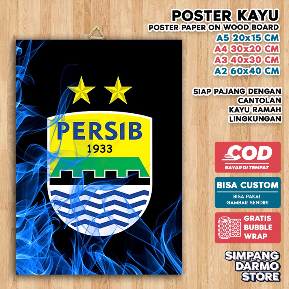 Jual Poster Kayu Persib Bandung Viking Berbagai Ukuran Foster Bola Club Negara Fifa Pes Foster