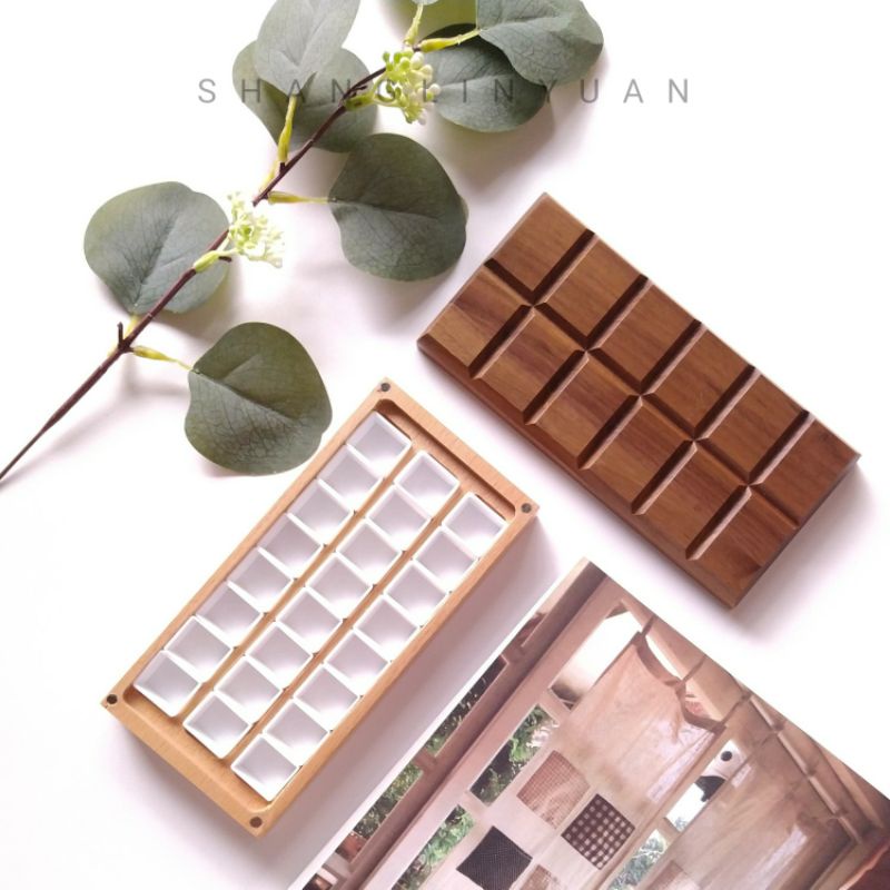 

Watercolor aesthetic wooden paint box 24 half pan