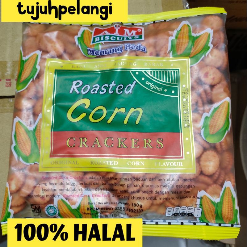 

AIM Biscuit Roasted Corn Crackers Biskuit Rasa Jagung Bakar 180 Gram