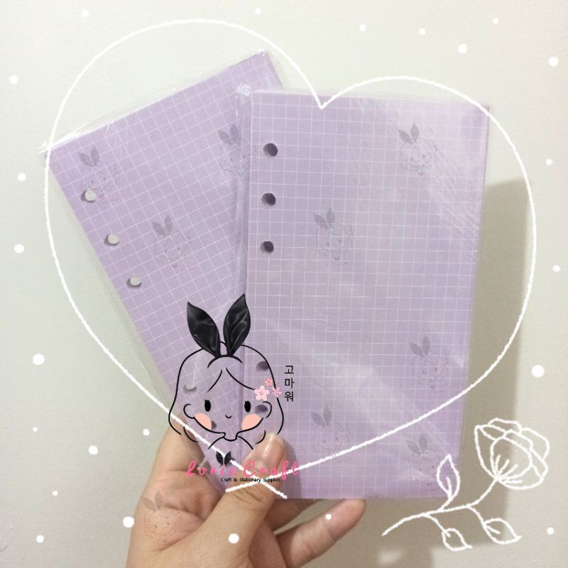 Refill Paper Binder Loose leaf A6 Ring 6 Grid Kertas Binder A6R6 Refill Kertas Motif Kotak