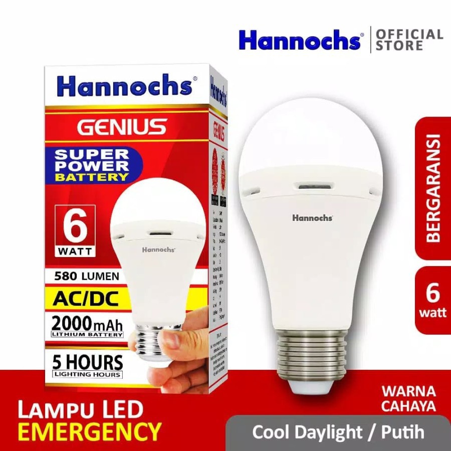 Hannochs Emergency Lamp Lampu Led Emergency Hannochs 6w Genius ACDC Garansi