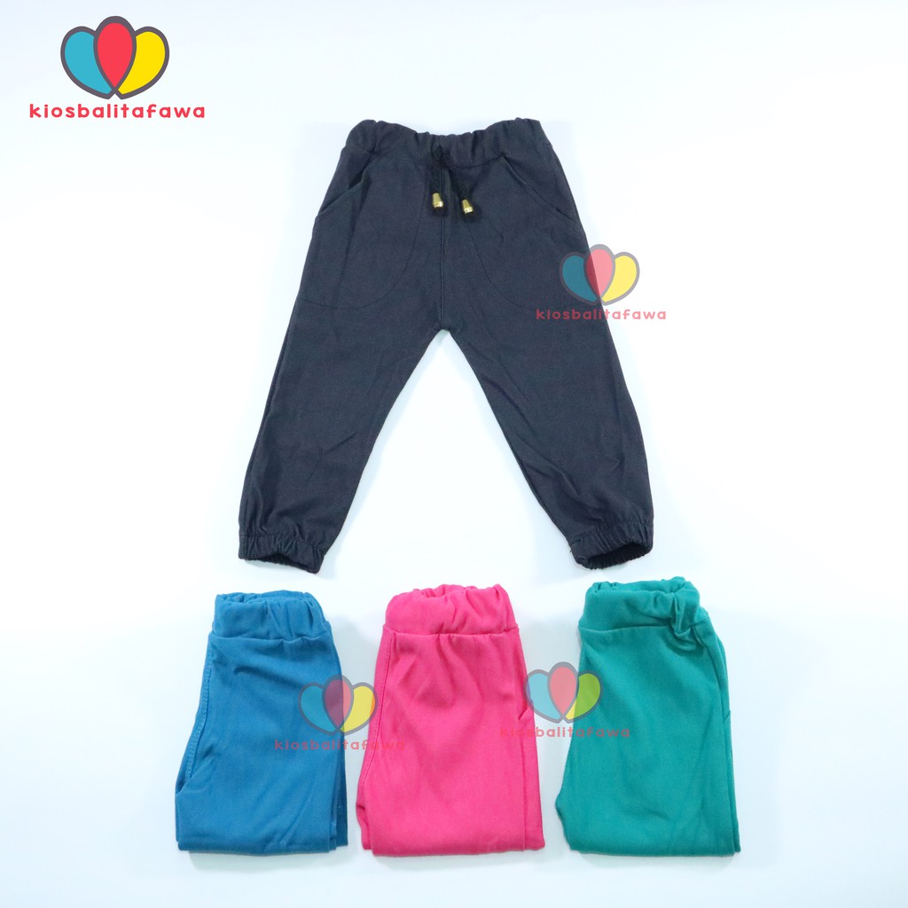 JOGGER Semi Denim Pants Uk. 1-2 tahun / Joger Pants Polos Celana Panjang Jeans Anak Laki Perempuan