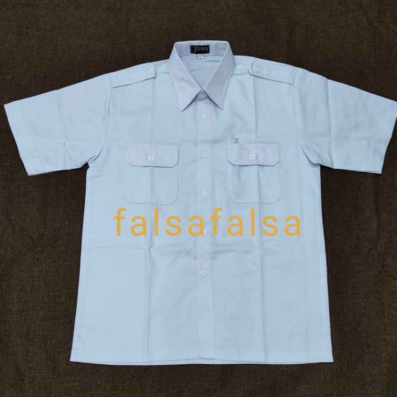 Kemeja Putih PNS Pria Saku dua, Atasan Hem PDH Lengan Pendek Pangkat, original by  Izzey Exclusive