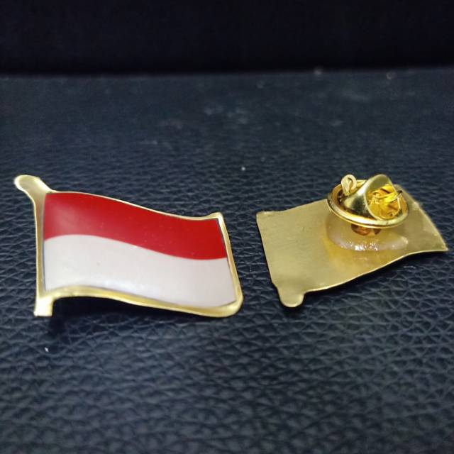 Pin Bendera Indonesia Pin Bendera Merah Putih Berkibar 2.5cm Kuningan Paku Kancing Kwalitas Bagus