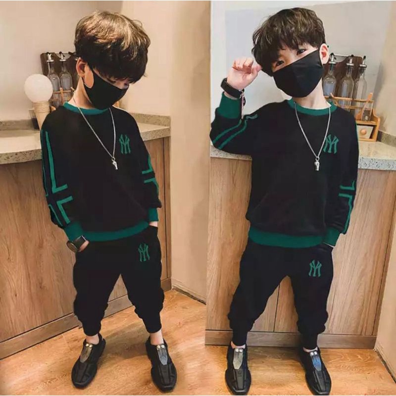 PROMO-SETELAN SWEATER CARDIGAN MUSIM DINGIN NY HITAM ANAK LAKI-LAKI DAN ANAK PEREMPUAN UMUR 1-5 TAHUN