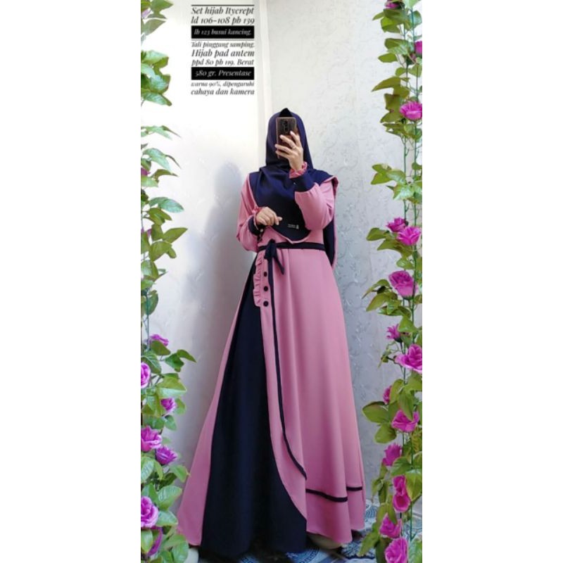 Gamis Syari Set Hafshah Merk Berkah dan GAC Original Ity Crepe |Gamis Remaja dan Dewasa Termurah COD