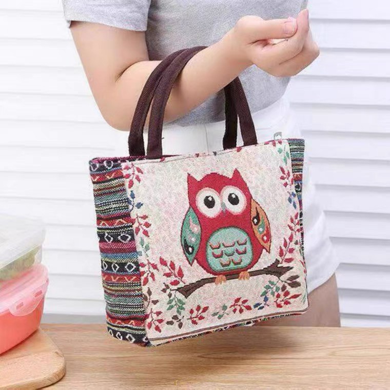 Tas Tangan Wanita/Tas Etnik/Tas Bahan Kain Kanvas Motif Owl