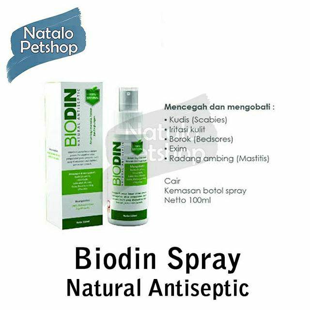 Biodin Spray 20ml / Obat Kulit Hewan / Jamur / Kudis / Borok / Luka / Anjing / Kucing